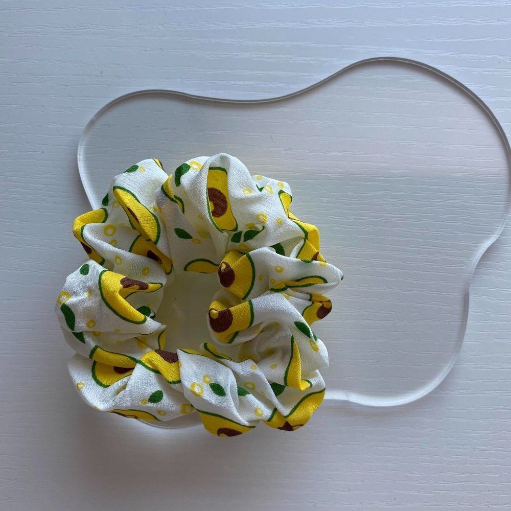 Avocado White Scrunchie